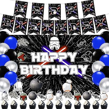 Star Cartoon War Birthday Party Supplies Backdrop 5x3 War Boys Kids Happy Birthday Background Photography Star Party Decorations Banner Photo Booth Props