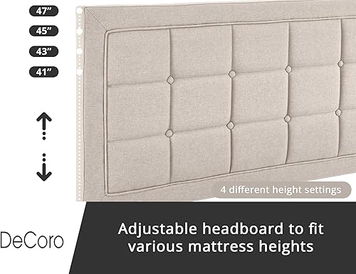 Miniatura 45 de Classic Brands Mornington - Base de cama y cabecera tapizadas Gris oscuro,Lino,Gris claro,Gris