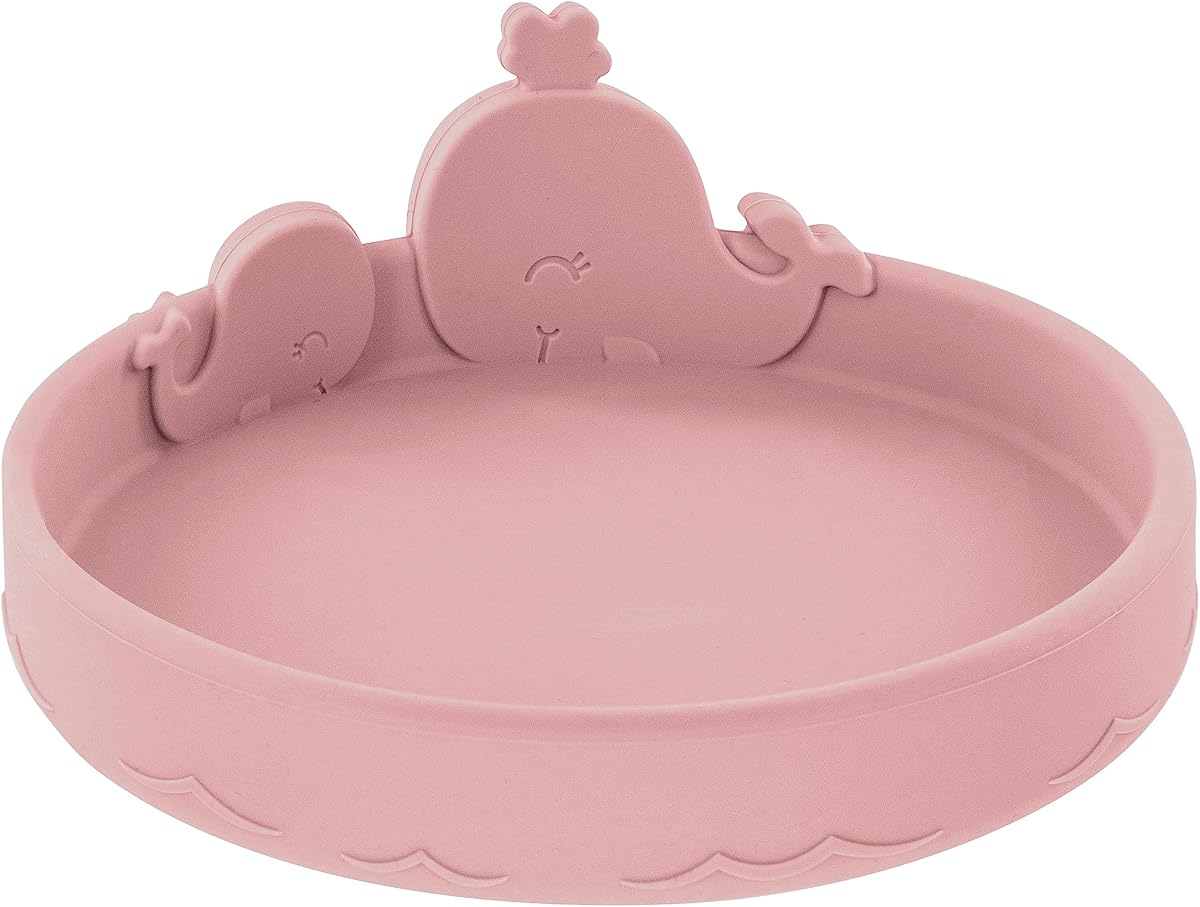 Nuby Animal Friend Silicone Round Plate | Pink Whale Plate
