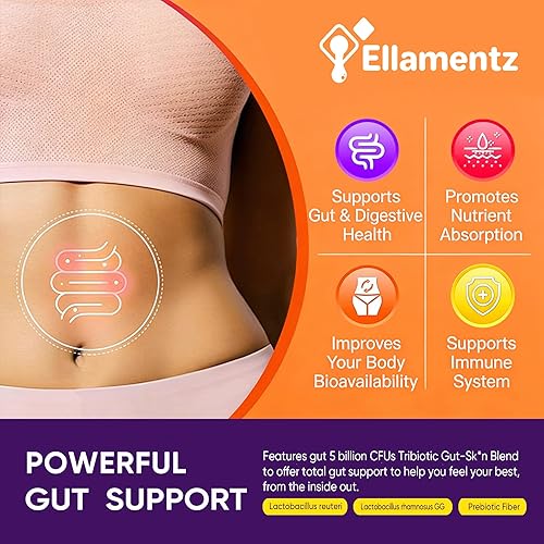 Miniatura 6 de Gomitas de colágeno para mujer, sin azúcar, péptidos de colágeno hidrolizados con prebióticos y probióticos, niacinamida, ácido hialurónico,