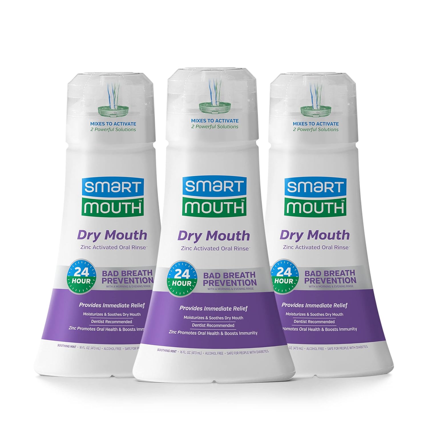 SmartMouth Dry Mouth Activated Rehydrating Mouthwash, 16 fl oz Bottle