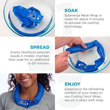 KOOLGATOR Evaporative Cooling Neck Wrap Reusable Neck Cooler with Long Lasting Relief During Hot Weather Activities, Sports, Outdoor Work, Water Drops, 1 Pack