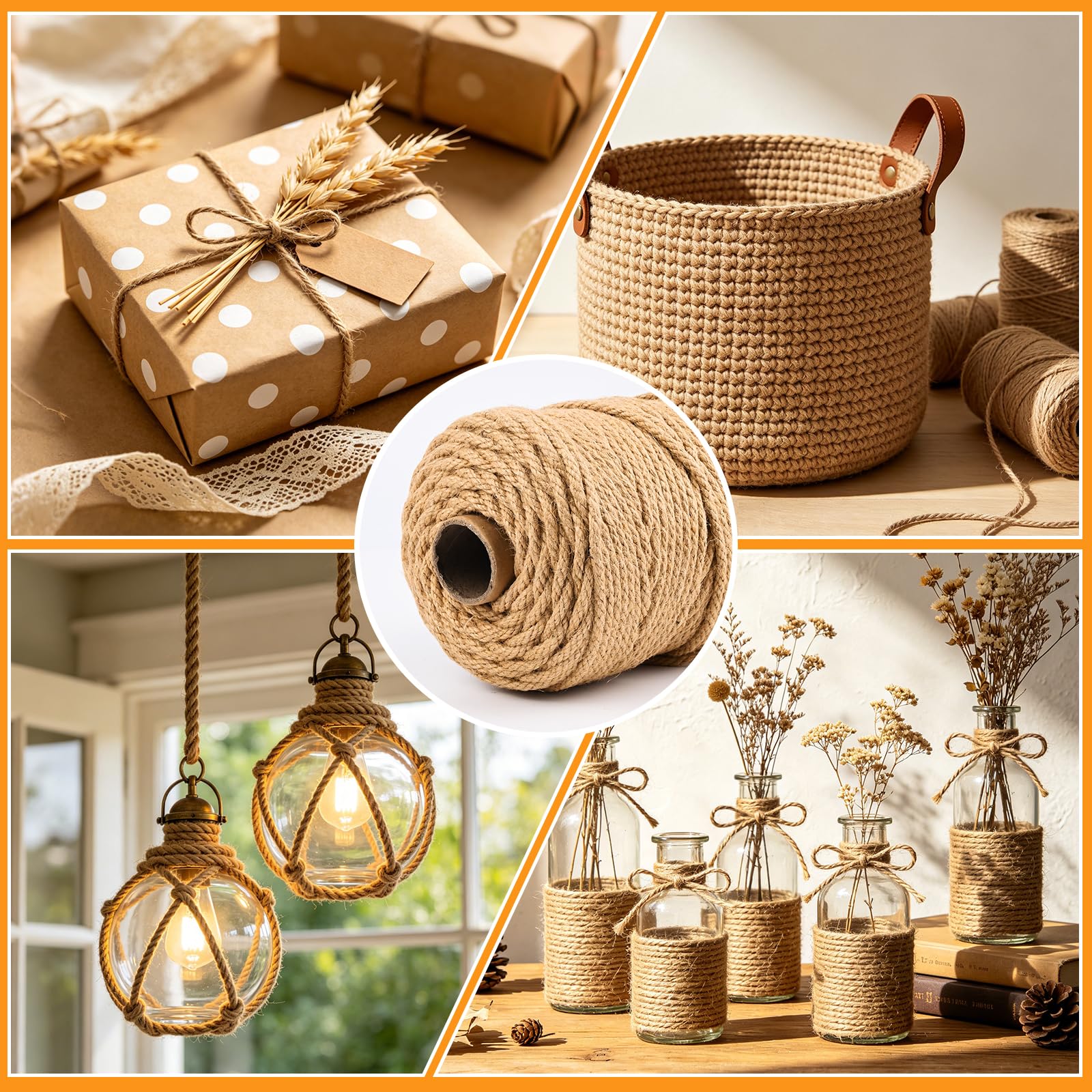 Corde Arbre à Chat, 6 mm x 100 m Corde en Sisal Naturelle, pour Réparation et Remplacement de Chat Scratch Pilier, Rayure Arbre, Tampon, Décoration de Bricolage de Jardin et Maison