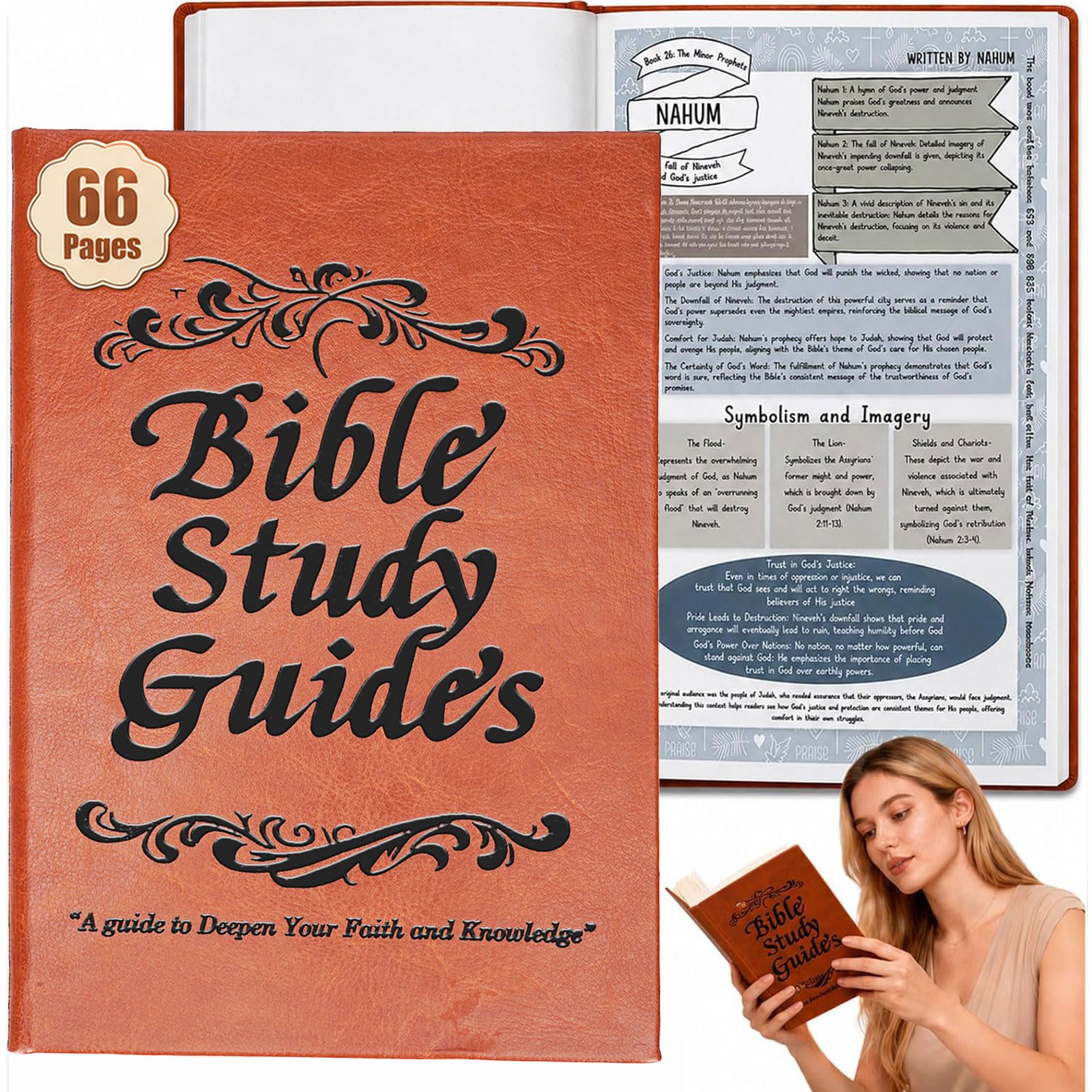66-Page Bible Study Guide & Devotional Journal for Women, Daily Scripture Quotes & Prompts for Deepening Faith, Beginner-Friendly Spiritual Growth Bible Study Guide, Christian Gifts for Women