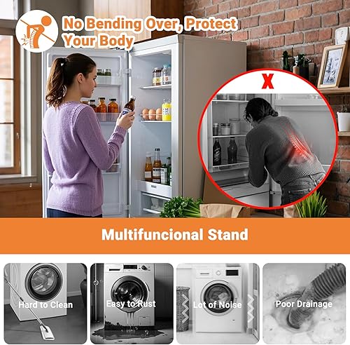 Miniatura 5 de WBD - Soporte mejorado para lavadora y secadora para electrodomésticos de 21 a 28 pulgadas, base de soporte para lavadora con 4 pies fuertes,