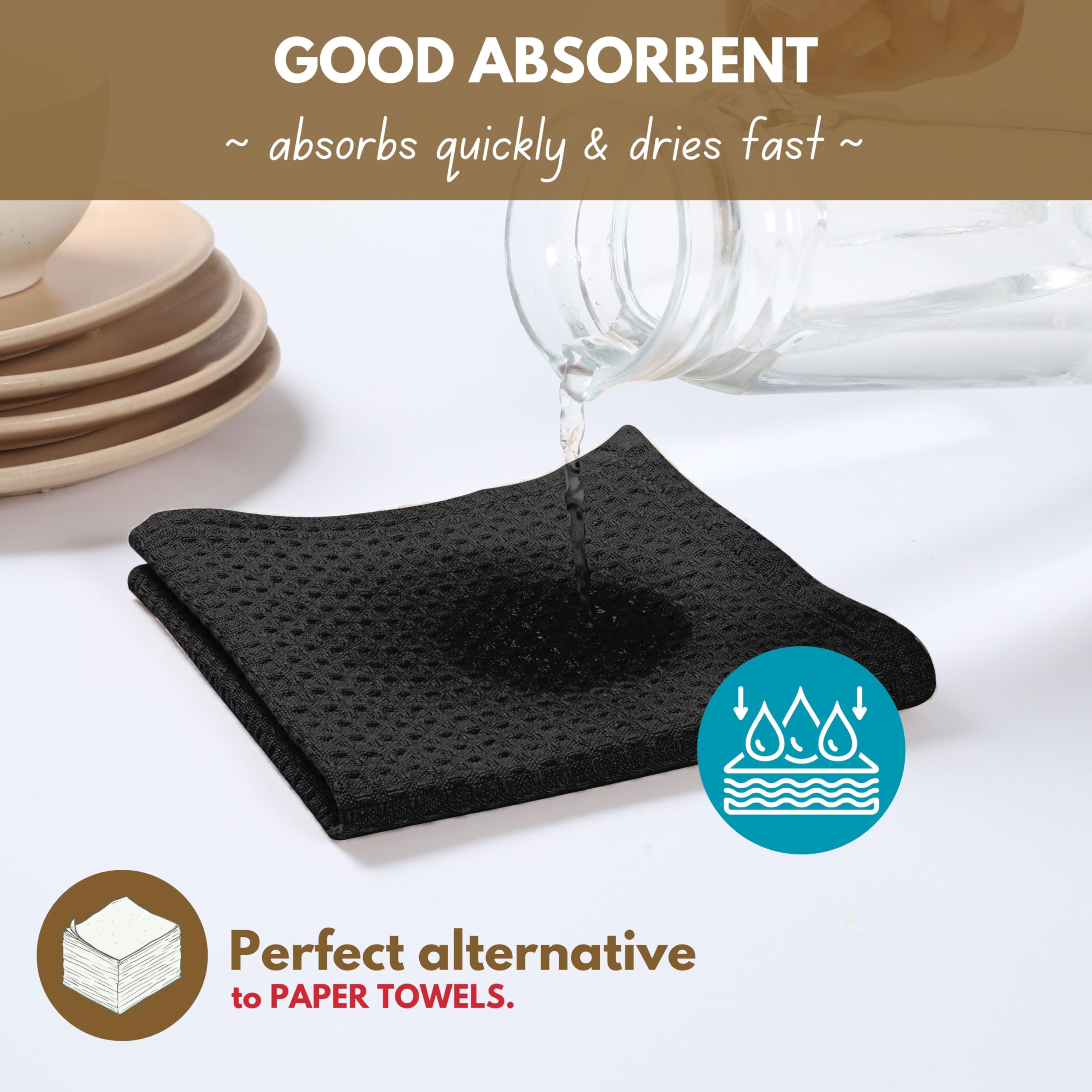 Native Fab Ensemble de cuisine 10 pièces – Torchons et torchons de cuisine 100 % coton, résistants à la chaleur, doux, absorbants et durables, parfaits pour la cuisine, la pâtisserie et une