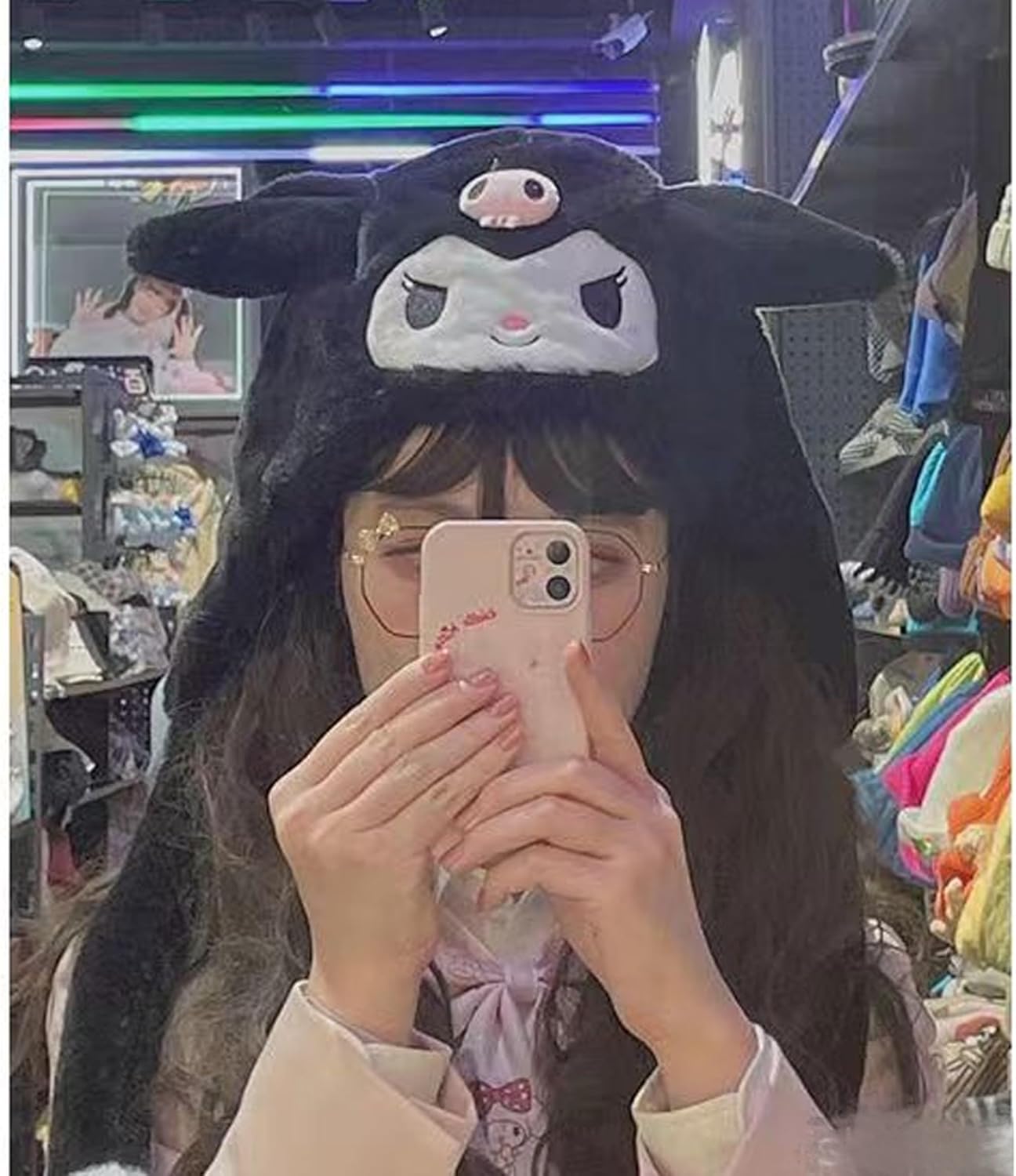 Roffatide Anime Ear Moving Jumping Hat Fluffy Beanie Cap Soft for Women Girls