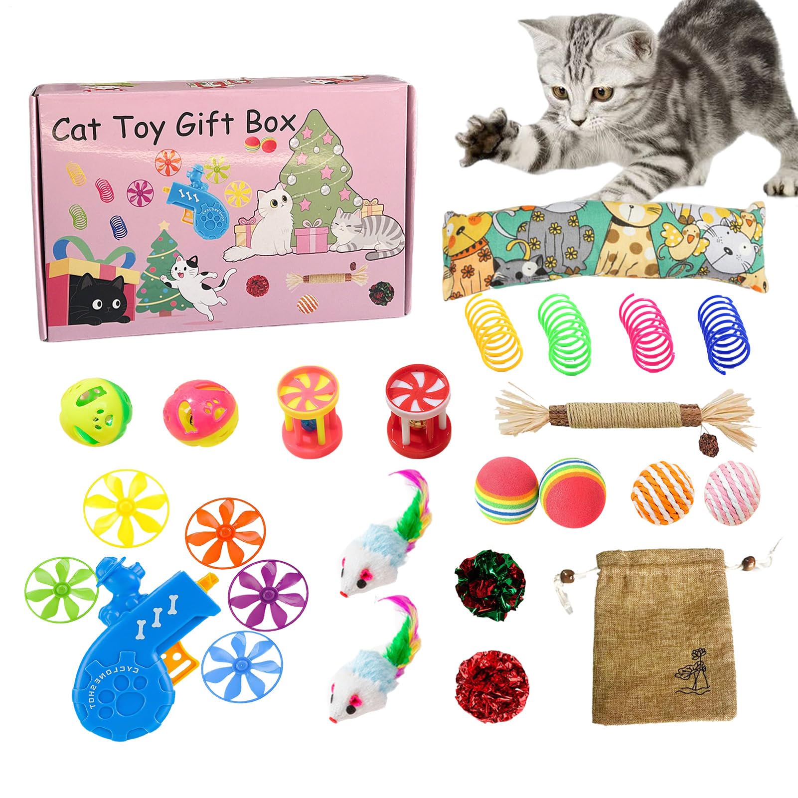 Jouet interactif pour chat et chaton avec kit accessoire de jouets à mâcher résistant