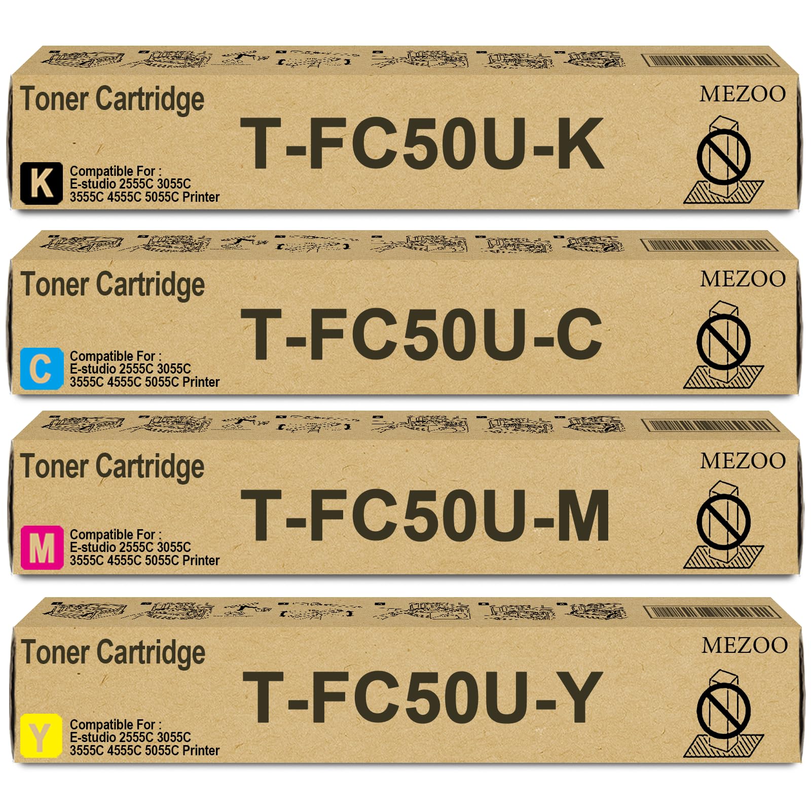 MEZOO T-FC50U TFC50U Toner Cartridge High Yield 4-Pack, BK/C/Y/M