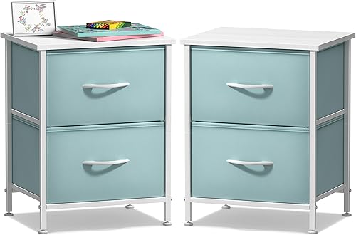 Miniatura 12 de Sorbus - Mesita de noche con 2 cajones - Mueble de noche para niños, mesa auxiliar, estructura de acero, parte superior de madera y contenedores de