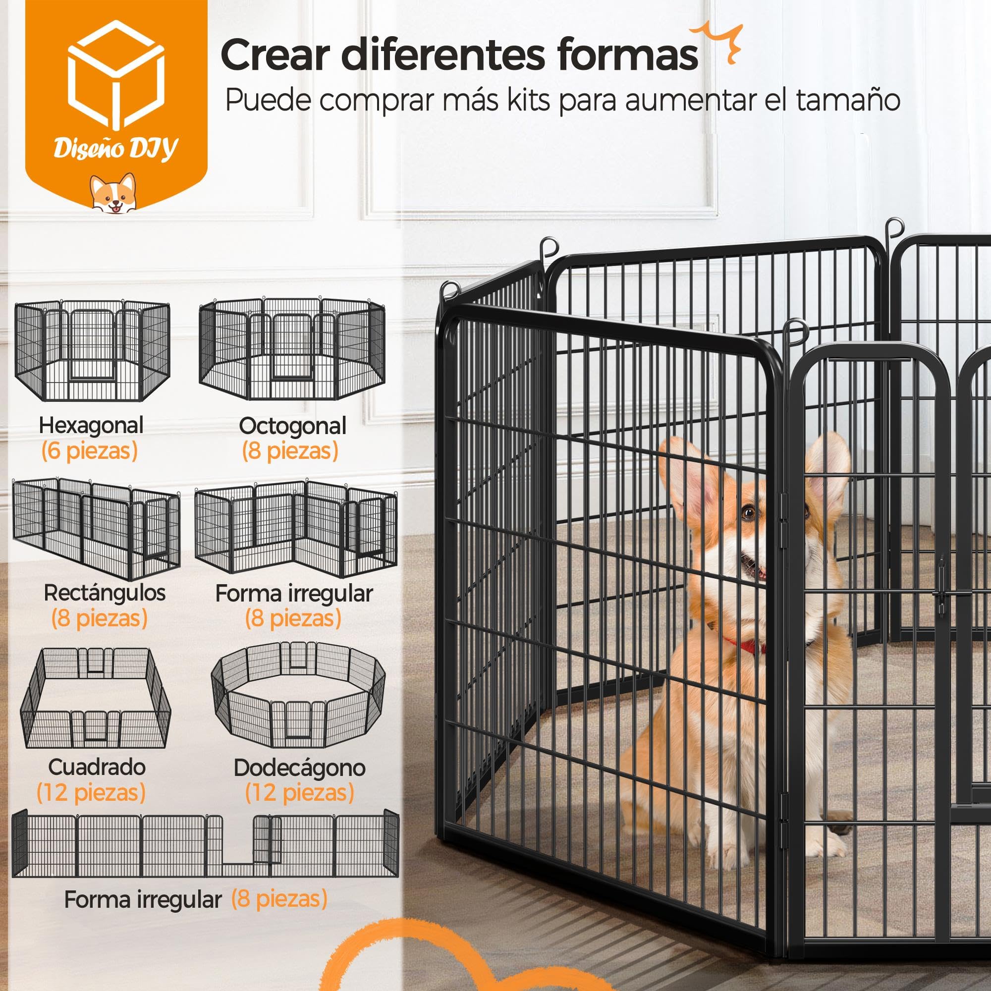 Yaheetech 8 recinti per cani 80 x 80 cm parco per cuccioli Corral gabbia per animali domestici