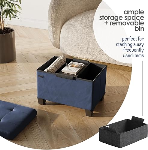 Miniatura 264 de Otomana plegable para dormitorio o sala de estar, con contenedores de almacenamiento, reposapiés para el extremo de la cama, soporta hasta 660 lb,