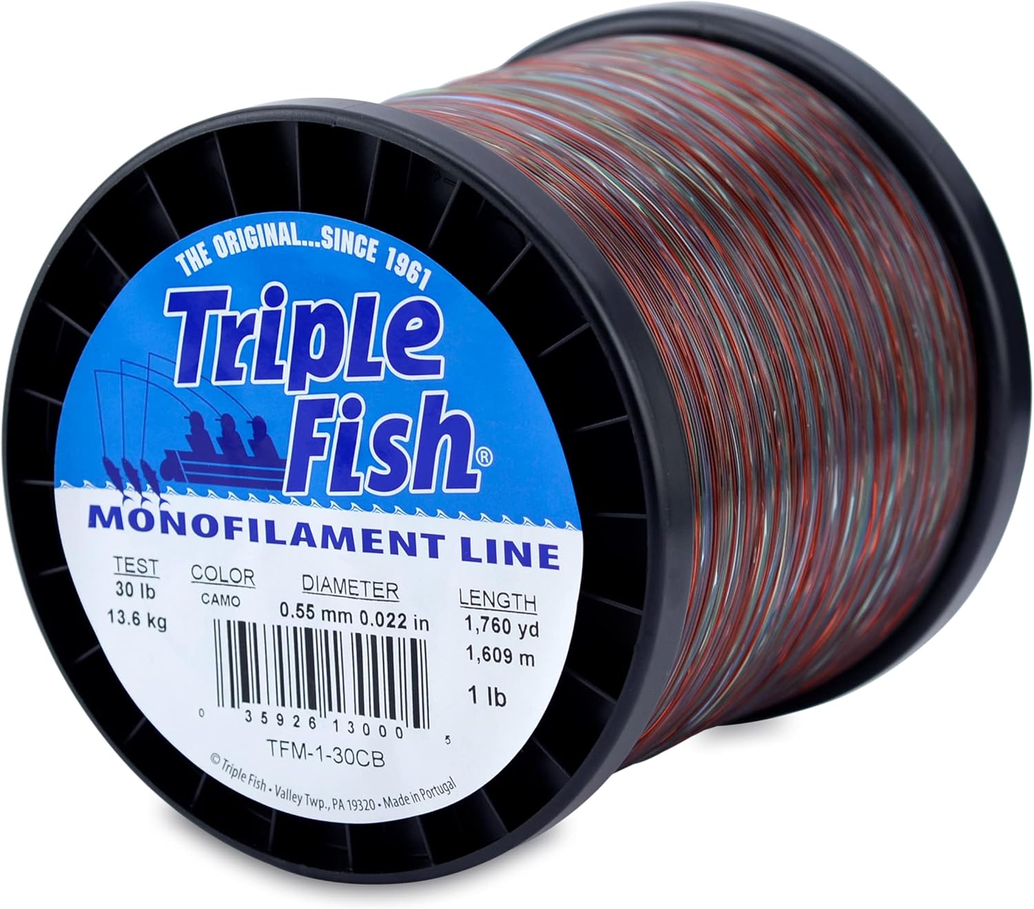 Triple Fish Monofilament Fishing Line - Strong Clear Pink Camo Color for Trolling, Bottom Fishing, Casting Main Line Catfish, Bass