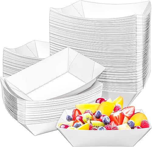Miniatura 8 de MotBach 160 Pack 2.5lb Kraft Paper Food Trays, Disposable Paper Food Boat Heavy-Duty Food Serving Basket Tray for Snack Hot Dog French Fries Nachos
