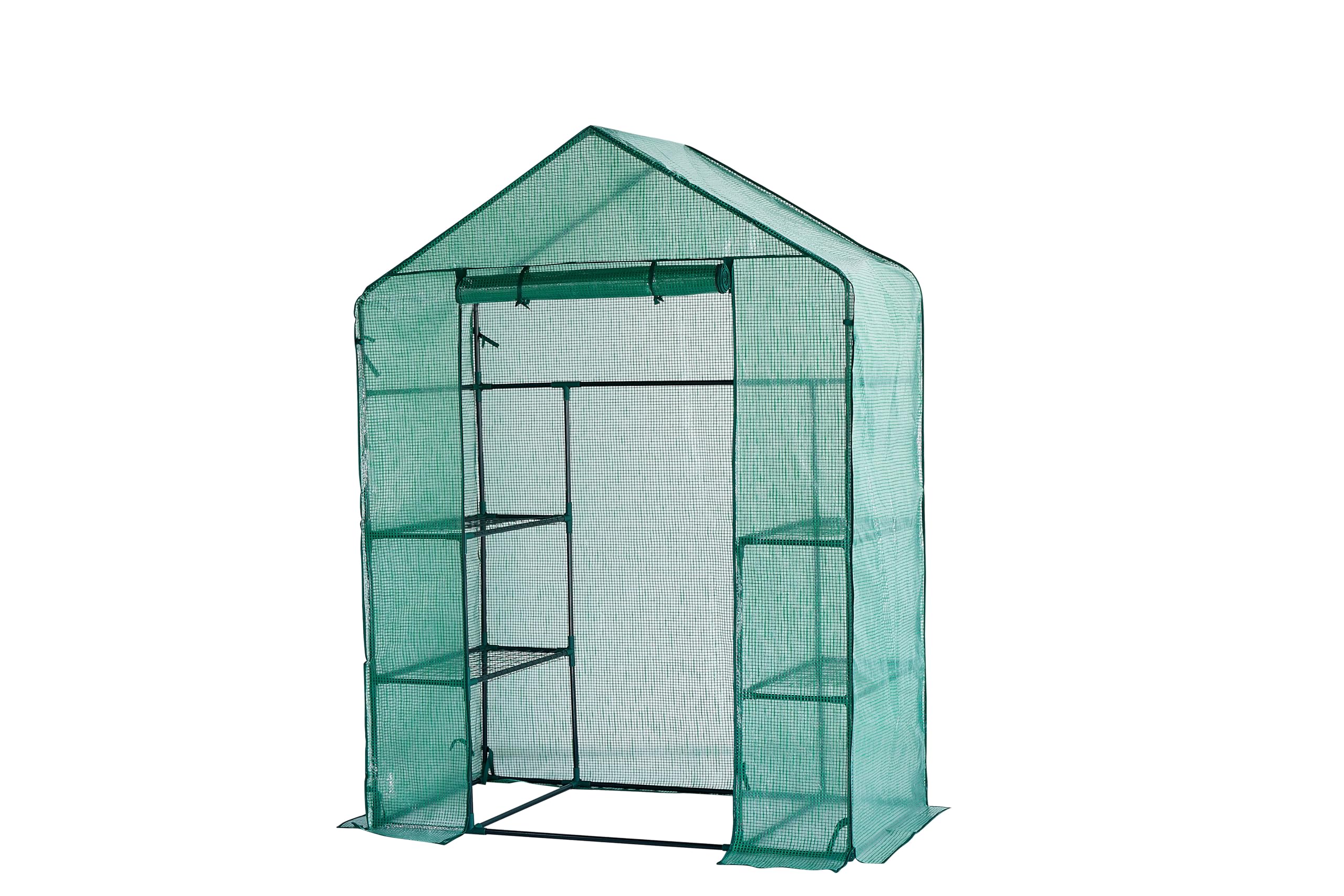 Top Home SolutionsWalk In Greenhouse - 4 Shelves Cold Frame Growhouse With Green PE Cover, Roll-Up Zipped Door - Premium Quality GreenHouse For Plants, Garden And Outdoor