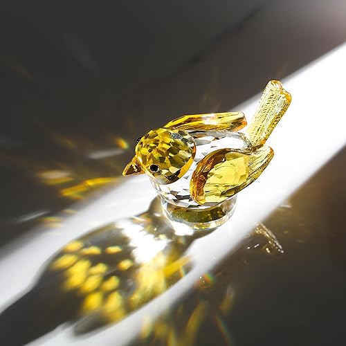 Miniatura 7 de Qianwei Figura de pájaro de cristal rosa coleccionable  Figuras de animales de cristal hechas a mano con cristal para oficina, escritorio, mesa,