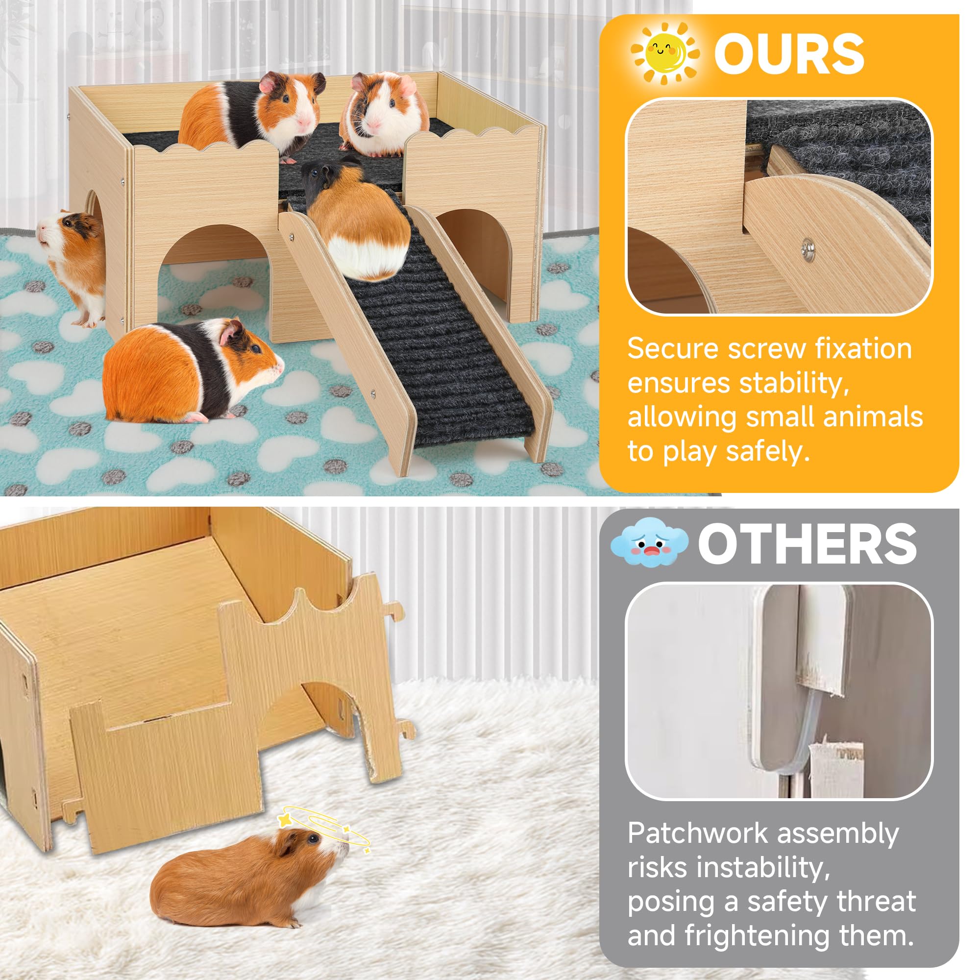 Guinea Pig Castle, Large Wooden Guinea Pig Hideout - Image 2