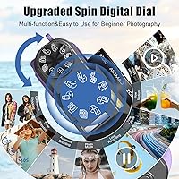 Vista 3 de Cámara digital 6K para fotografía, cámara de vlogging de 64MP para YouTube con pantalla abatible de 180° de 3 pulgadas, zoom automático de 16X