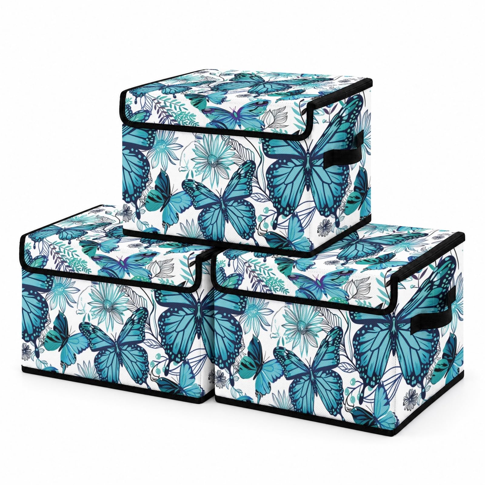 Stackable Clothes Storage Bins with Lids 3 Pack