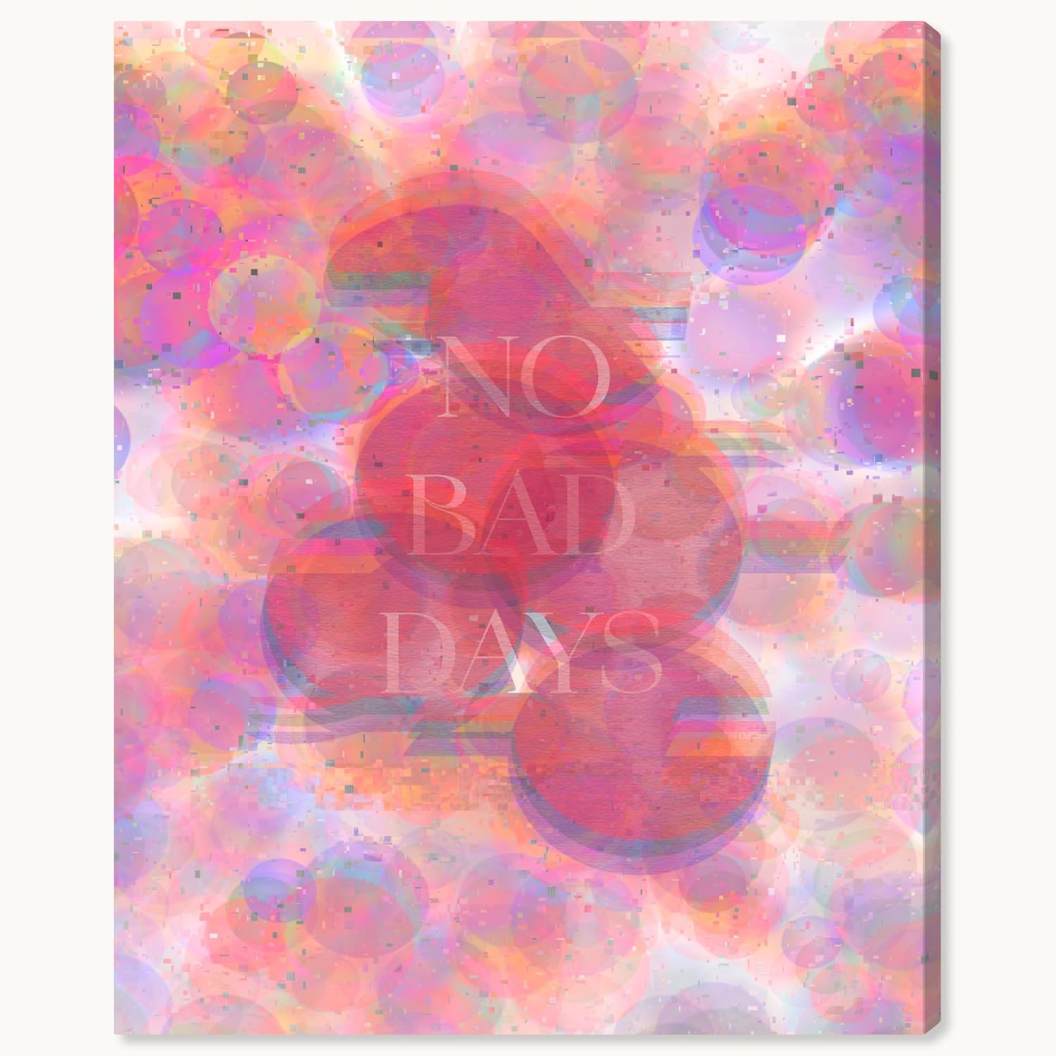 Wynwood Studio Fashion and Glam Eclectic Wrapped Canvas Art - No Bad Days Bubbles, Wall Art for Living Room, Bedroom, and Bathroom, 30" x 36", Pink and Purple Home Decor