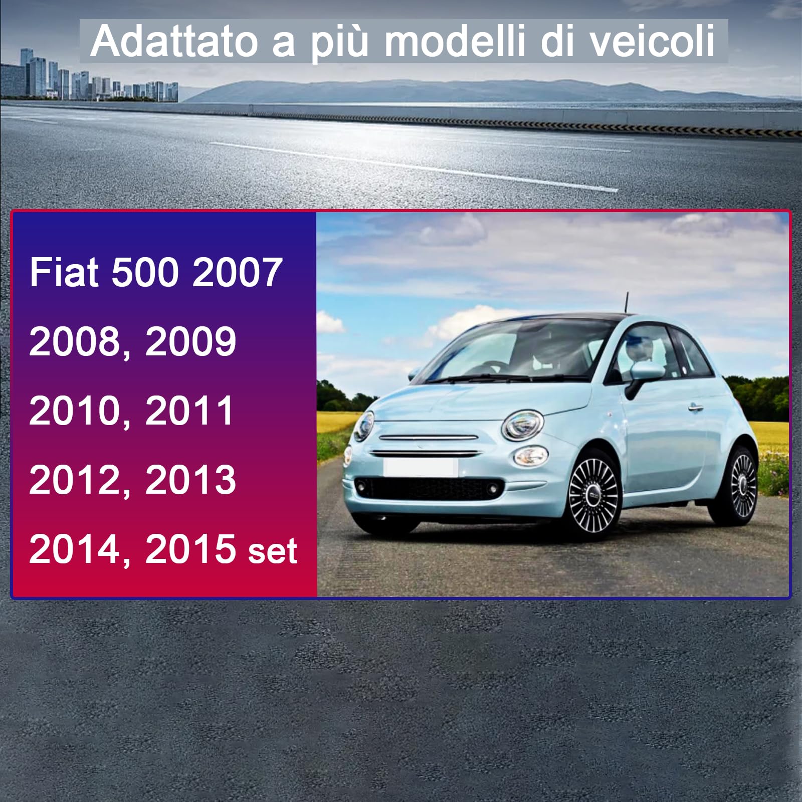 Autoradio per Fiat 500 2007-2015 compatibile con Carplay/Android Auto, Autoradio Fiat 500 da 7 pollici con touchscreen/Bluetooth/FM/AM/USB/DPS/RDS/Mirror Link-Nero