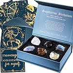 Faivykyd Sagittarius Birthday Crystals Gifts - 6 Sagittarius Zodiac Healing Stones w/ 50 Miracle Mantras Affirmation Cards, Spiritual Gifts for Positive Energy, Self-Care, Love & Wealth