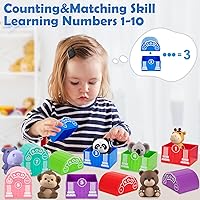 Vista 6 de Juguetes de aprendizaje para niños de 1, 2, 3 años, 20 juguetes de animales de safari, juguetes Montessori para contar, combinar y clasificar