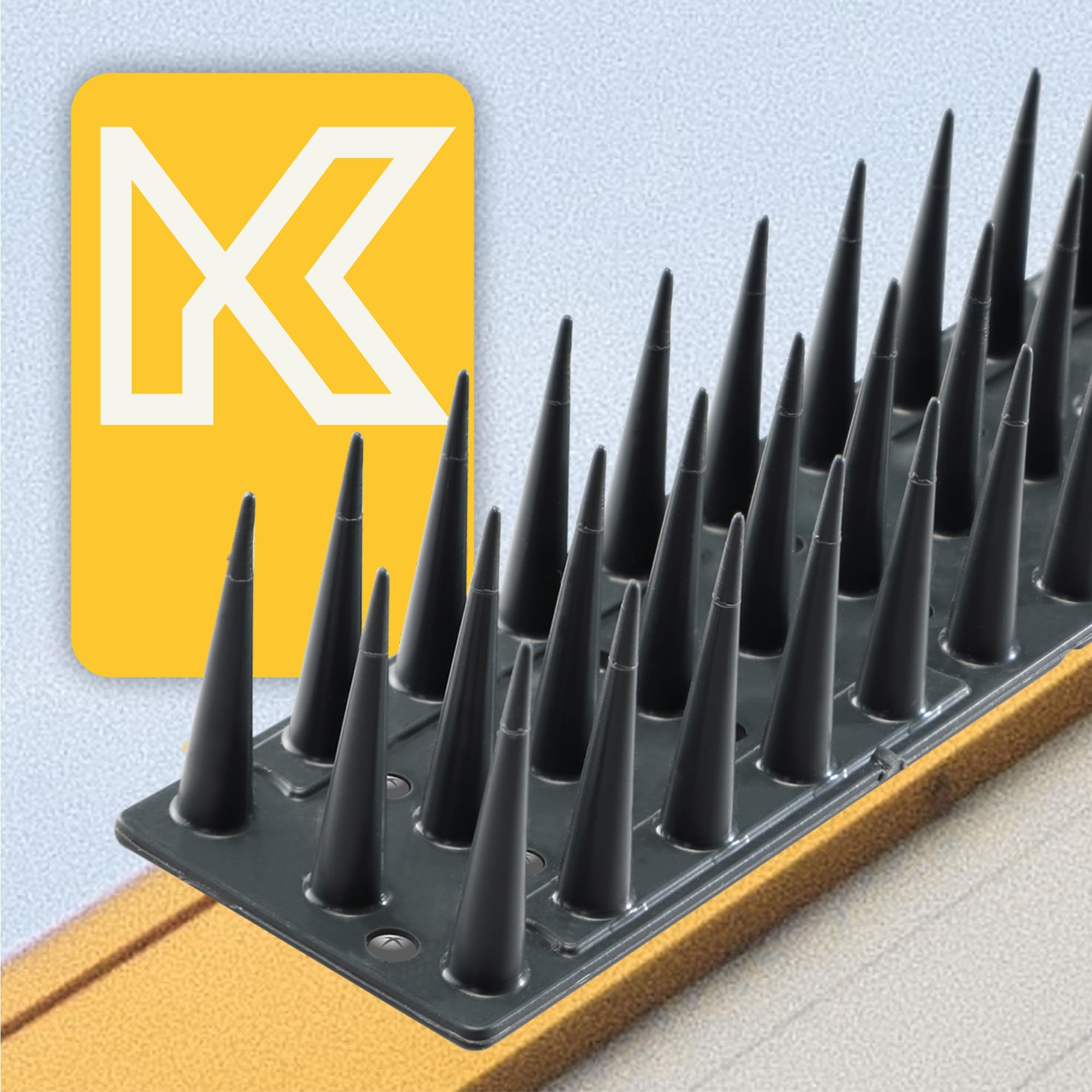 KADAX 12er Set Vogelabwehr Spikes, Kunststoff, 51x4x3,5 cm, 3-reihig, für Tauben, Katzen, Marder, Zaun, Balkon, Dach, Fensterbank, robust und wetterbeständig, frei zuschneidbar, Anthrazit