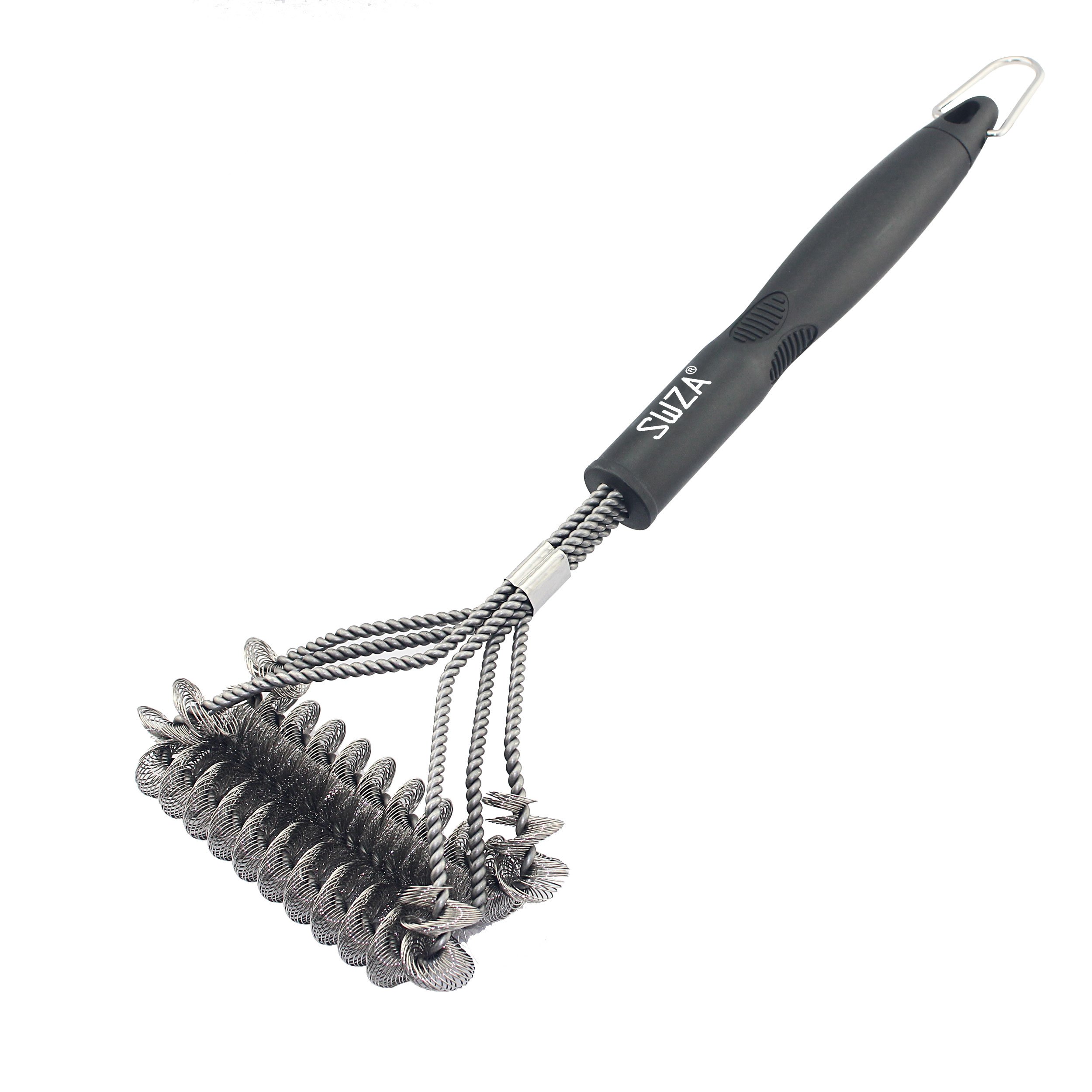 Safe Clean Grill Brush SWZA Barbecue Grill Brush Stainless Steel Rust Resistant BBQ Brush 3 in 1 Effortless Grill Cleaner Safe for Ceramic Steel Iron Porcelain