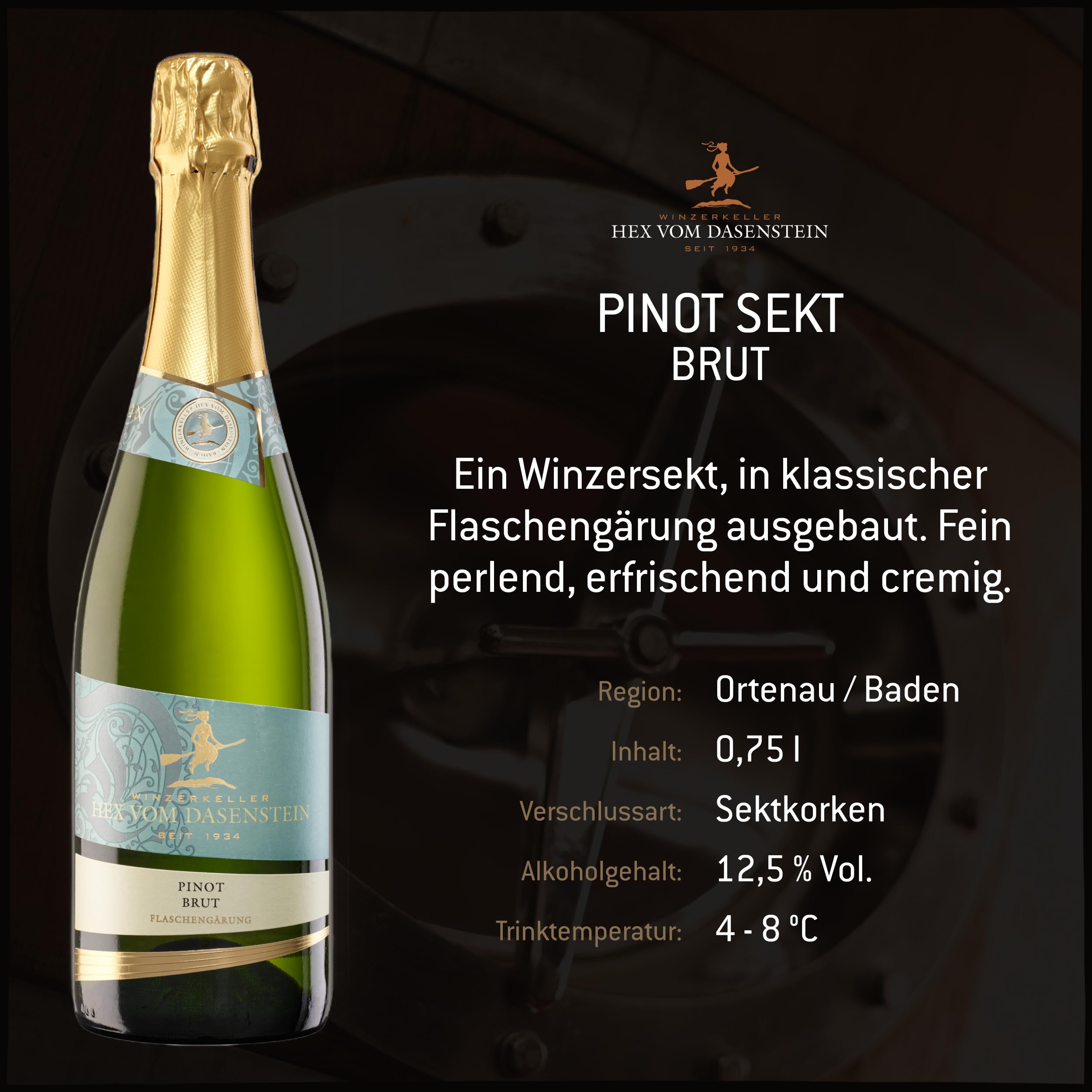 Hex vom Dasenstein Pinot Sekt Probierpaket 3 x 0,75l - Klassische Flaschengärung Winzersekt aus Baden