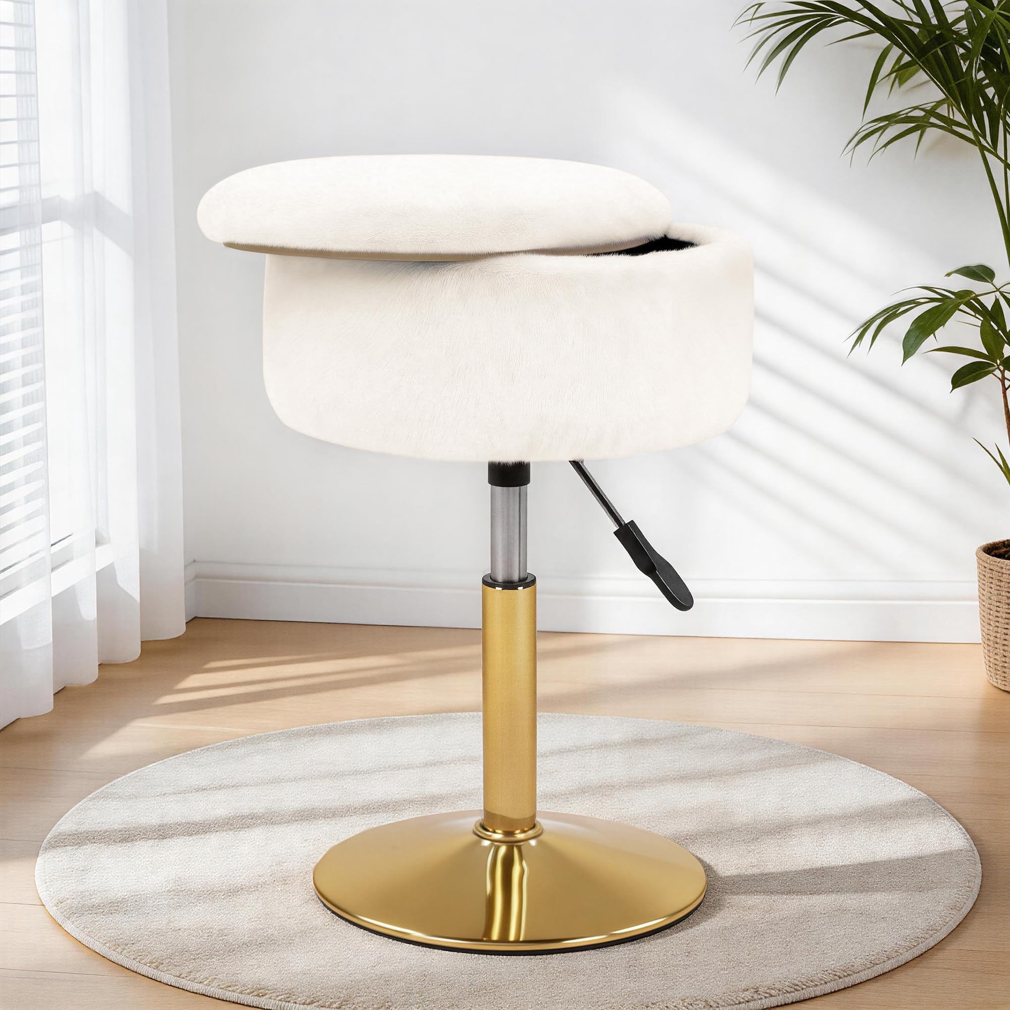LITZFUR Adjustable Vanity Stool with Storage