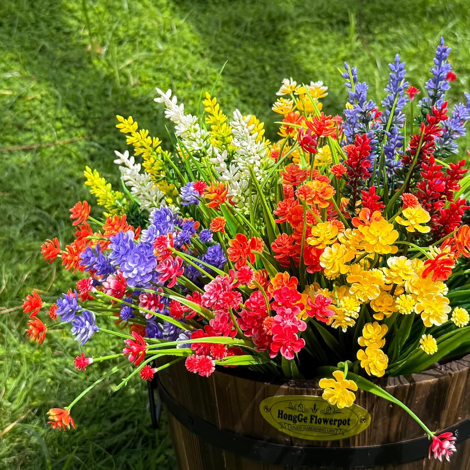 13 Bundles Artificial Flowers for Outdoor,UV Resistant Outdoor Fake Flowers,Faux Plants for Outside Hanging Planters,Artificial Plants for Indoor Porch Garden Home Wedding Decor(4 Color) - Image 2