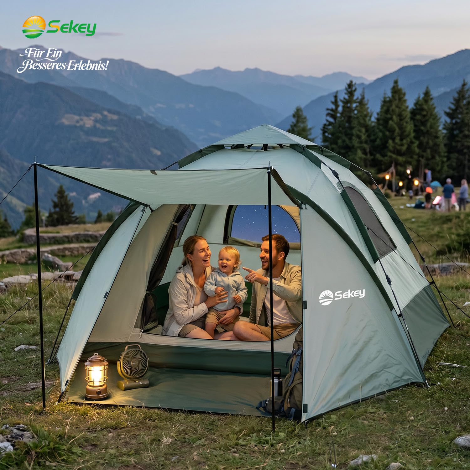 Sekey Pop Up Zelt 2 Personen, 2-in-1 Campingzelt mit Innenzelt oder Strandzelt ohne Innenzelt, Schnellaufbau Automatik Zelt Wasserdicht PU3000 UPF50+,