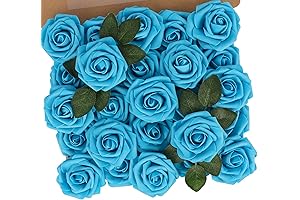 N&T NIETING 25pcs Turquoise Artificial Roses Perfect for DIY Weddings and Home Décor