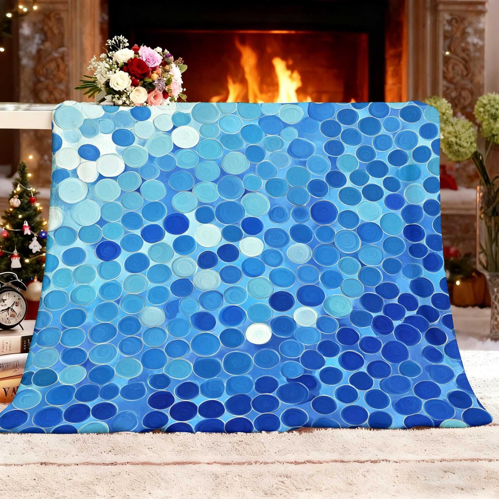 180x200 cm Toutes Les Saisons Plaid Polaire Abstrait 3D à Pois Chaude Légère et Couverture Douillette Canapé/Lit Bleu Couverture Polaire Ultra Douce Cadeau pour garçons Filles