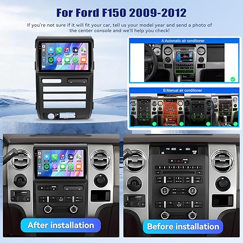 Miniatura 2 de 4+64G Android 15 Estéreo de coche para Ford F150 2009-2012 con Carplay inalámbrico Android Auto, 9 pulgadas 1280 * 720P IPS pantalla táctil