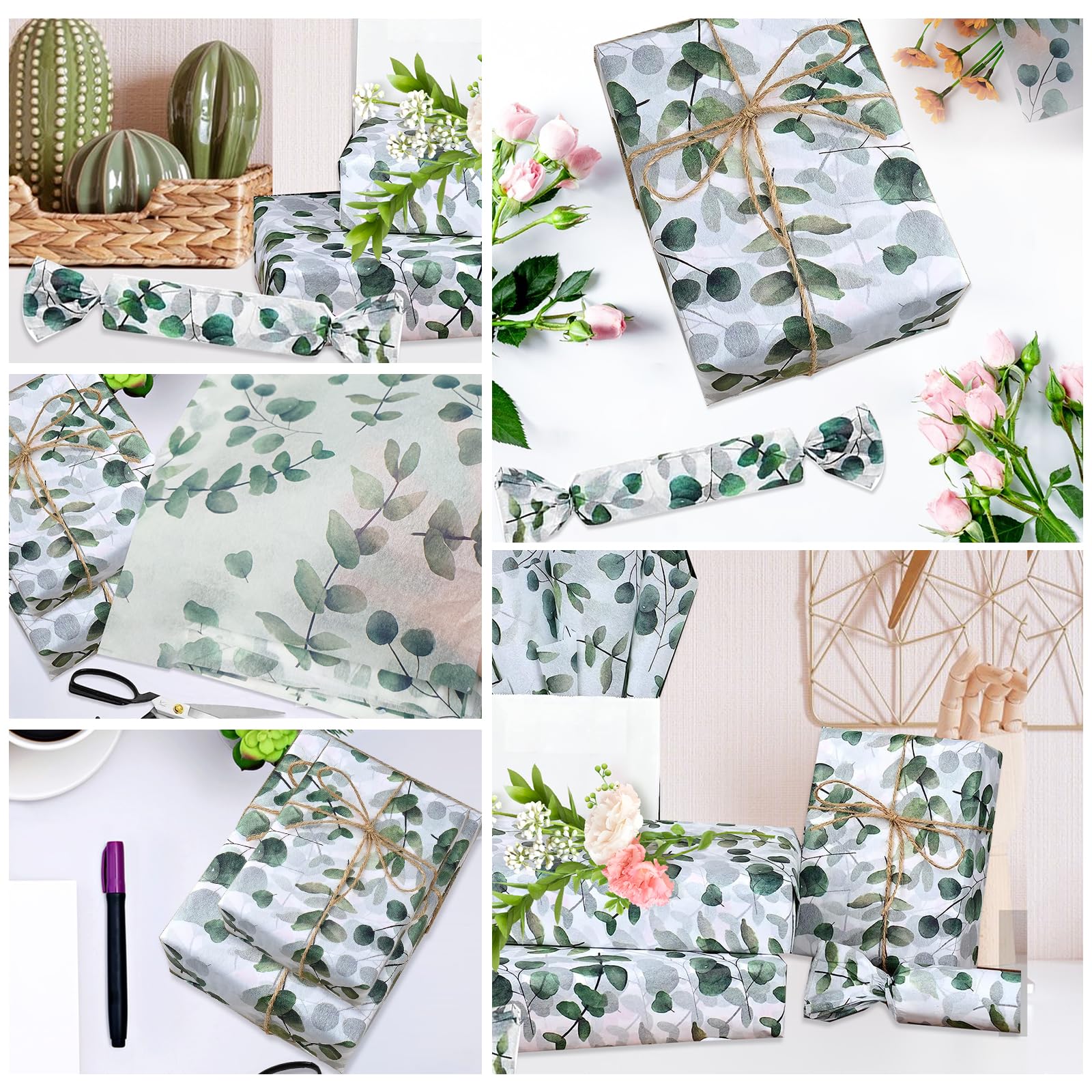 100 Fogli Carta Velina Motivo Foglie - 50x35cm, Verde, Per Regali, Matrimoni E Compleanni - Foto 12