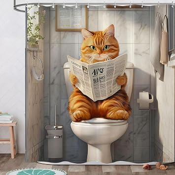 Cat Shower Curtain Funny Shower Curtain Fun Shower Curtains for Bathroom Animal Shower Curtain Set with 12 Hooks Funny-06 7272 Inches