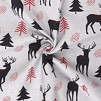 Vista 2 de Mook Fabrics Franela Snuggy PRT - Ciervo / árbol, corte gris/rojo por yarda