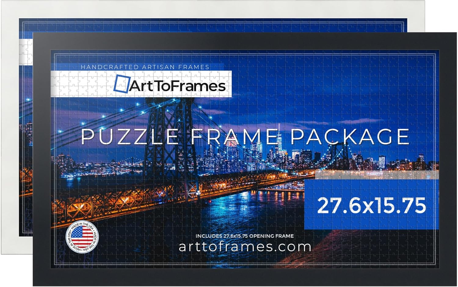 ArtToFrames 27.6x15.75 INCH / 70x40 CM White Frame for 100 piece Puzzles.This 1.25 Inch Custom MDF Puzzle Frame is Soft White - Comes with Economy Acrylic (Puzzle5179-27.6x15.75)