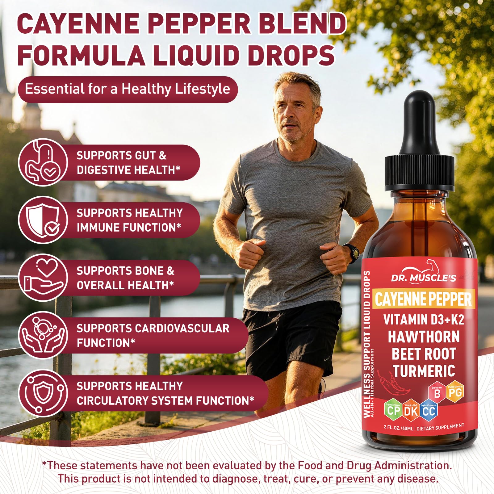 Cayenne Pepper Supplement Liquid Drops, Hawthorn Beet Root Ceylon Cinnamon — Amazon image 6