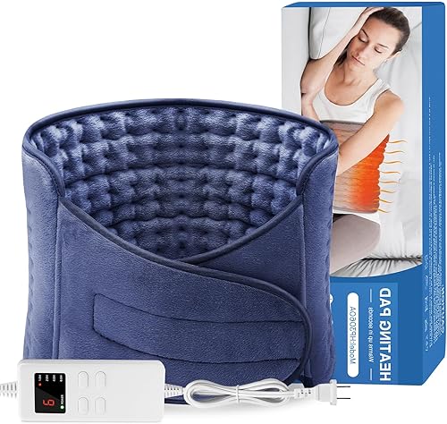 Almohadilla térmica eléctrica XL mejorada con 4 ajustes de temporizador (12 x 24 + 20 pulgadas), almohadilla de calor ultrasuave con apagado