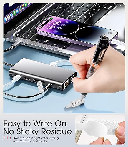 Miniatura 4 de Nearockle - Juego de 32 etiquetas para cables y bridas de silicona para cables, reutilizables, 16 bridas para cables + 16 etiquetas de cable para