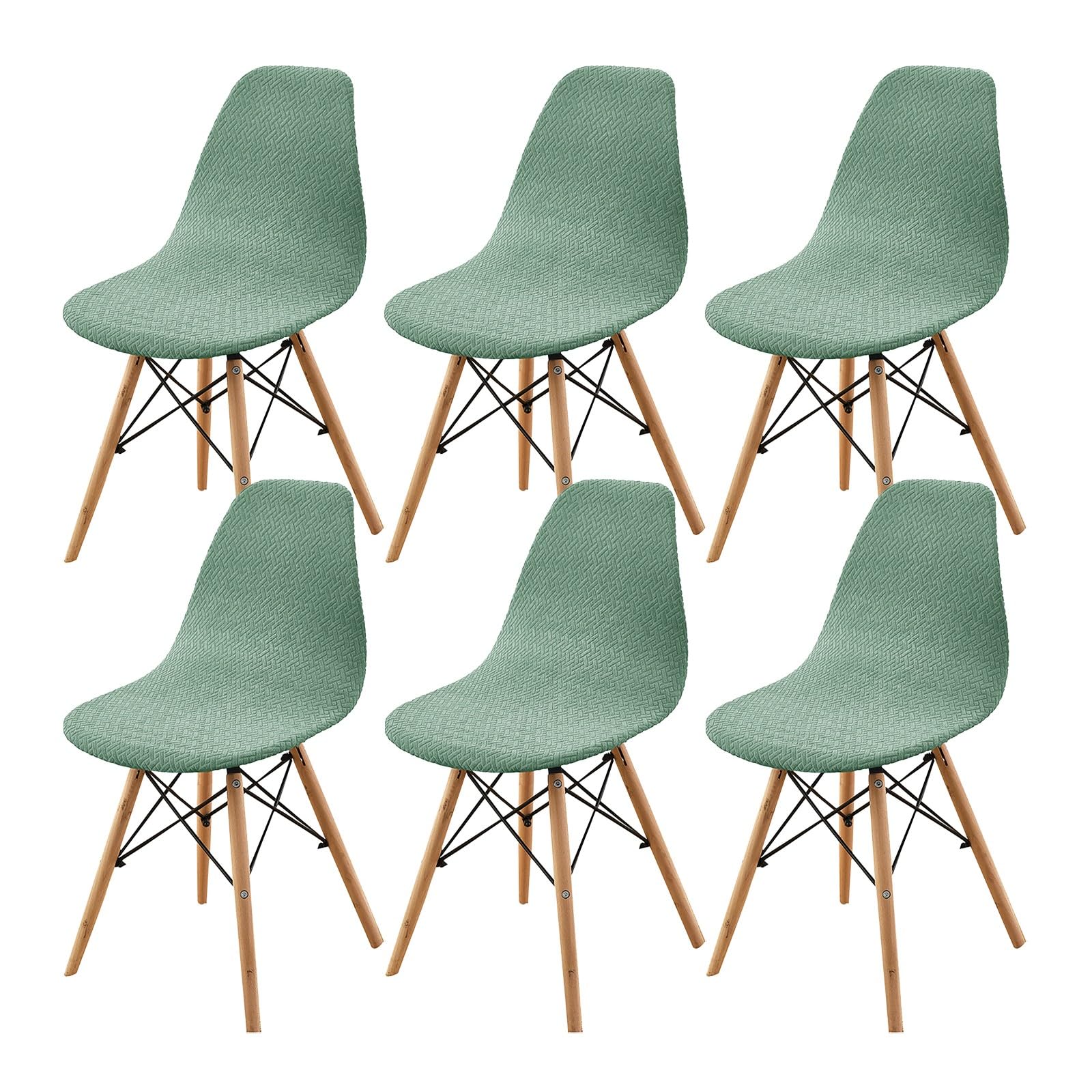 JinZao Shell Chair Slipcover Dining Chair Covers, Removable Washable Kitchen Dining Chair Seat Slipcovers Protector for Dining Kitchen Party Banquet(Green, Set of 6)