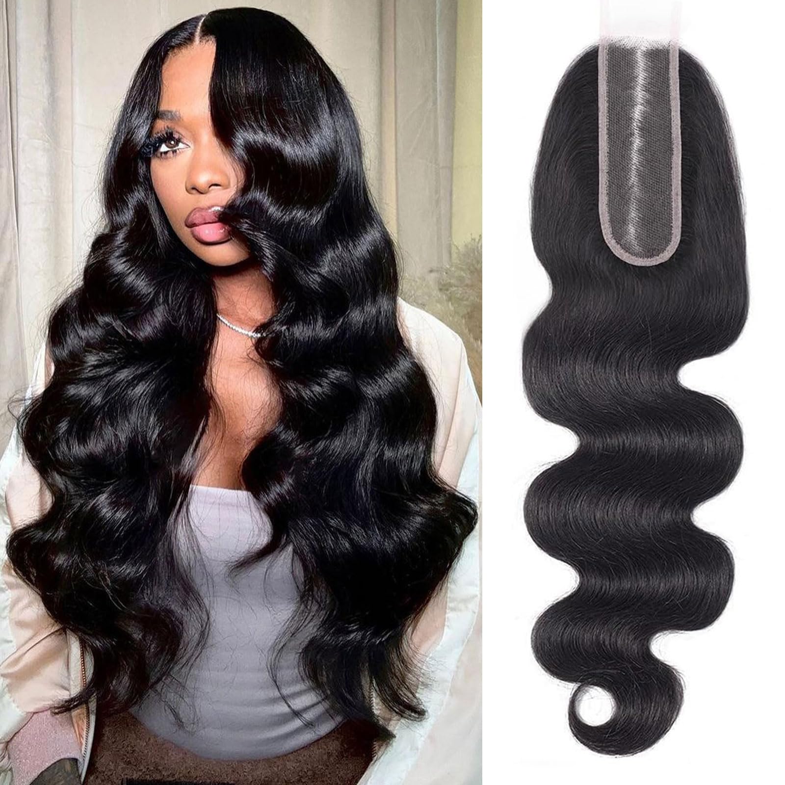 2x6 HD Lace Closure Body Wave Transparent 2 by 6 HD Lace Closure 10 Inch 100% Brazilian Virgin Unprocessed Middle Part Human Hair Closure