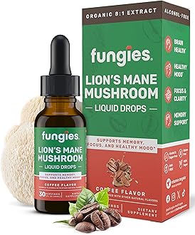 Fungies Lion's Mane Mushroom Liquid Drops, Coffee - Tincture with Lions Mane Extract Supports Brain Fog, Focus, Memory & Healthy Mood - Mushroom Complex Supplement for Adults - 30 Servings