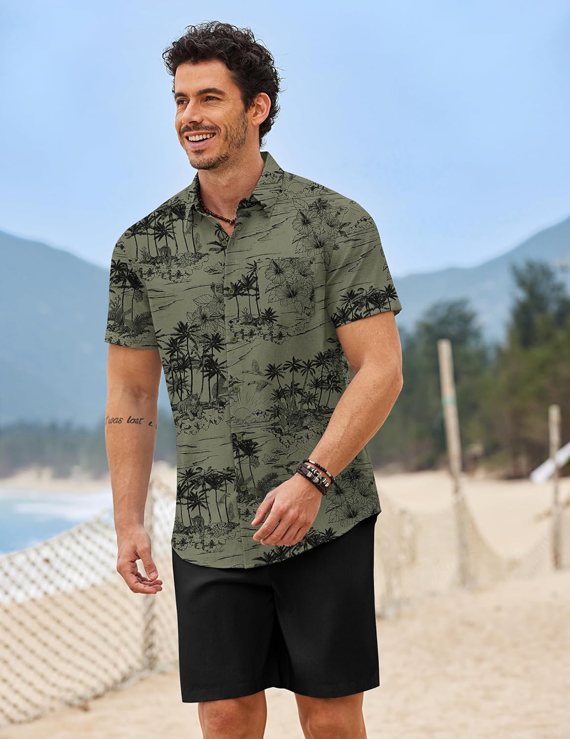 COOFANDY 2 Piece Set for Men Cruise Outfits Set Mens Summer Vacation Outfit Short Sleeve Button Down Shirts - Image 3