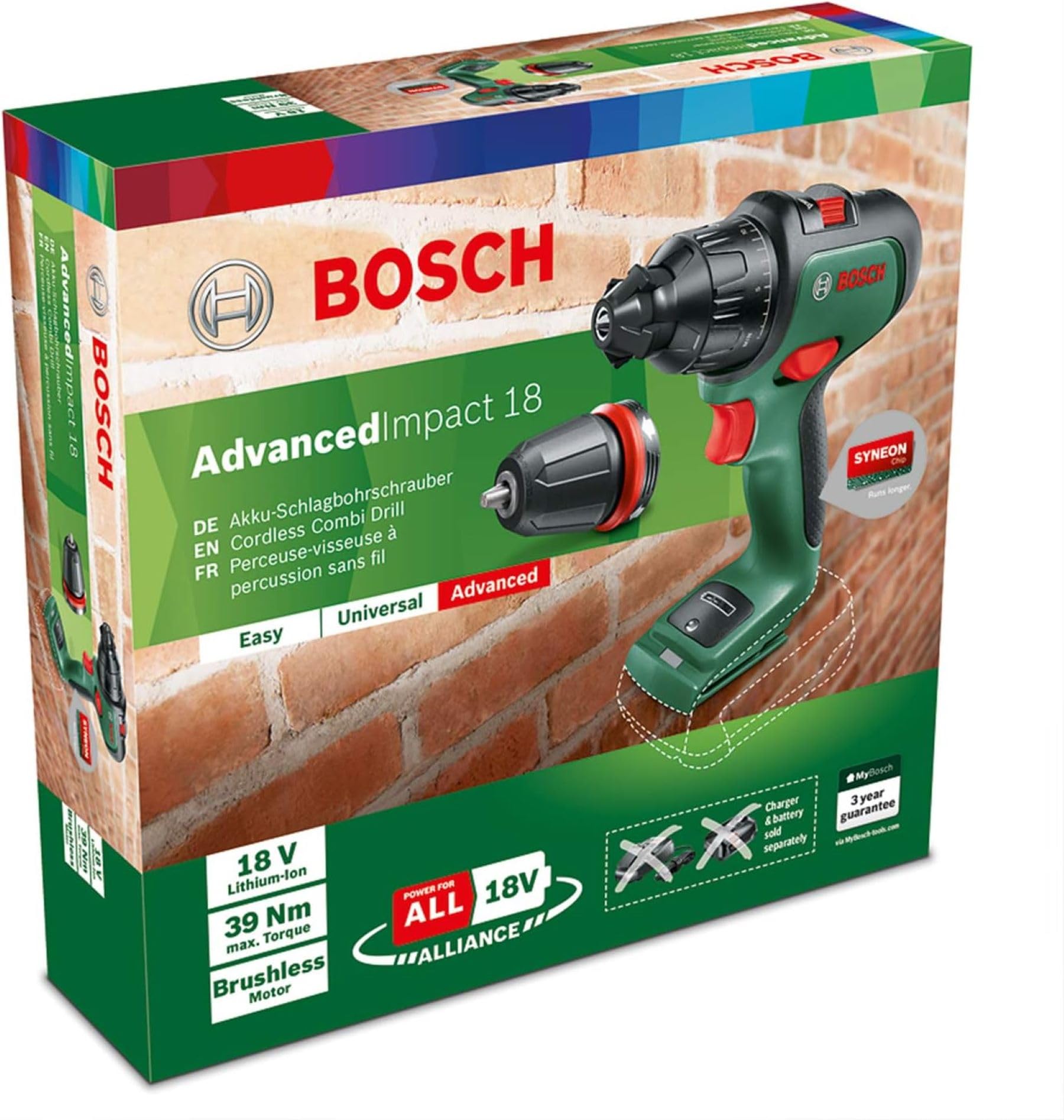 Bosch Taladro combinado AdvancedImpact 18 (sin batería, sistema de 18 V, en caja)