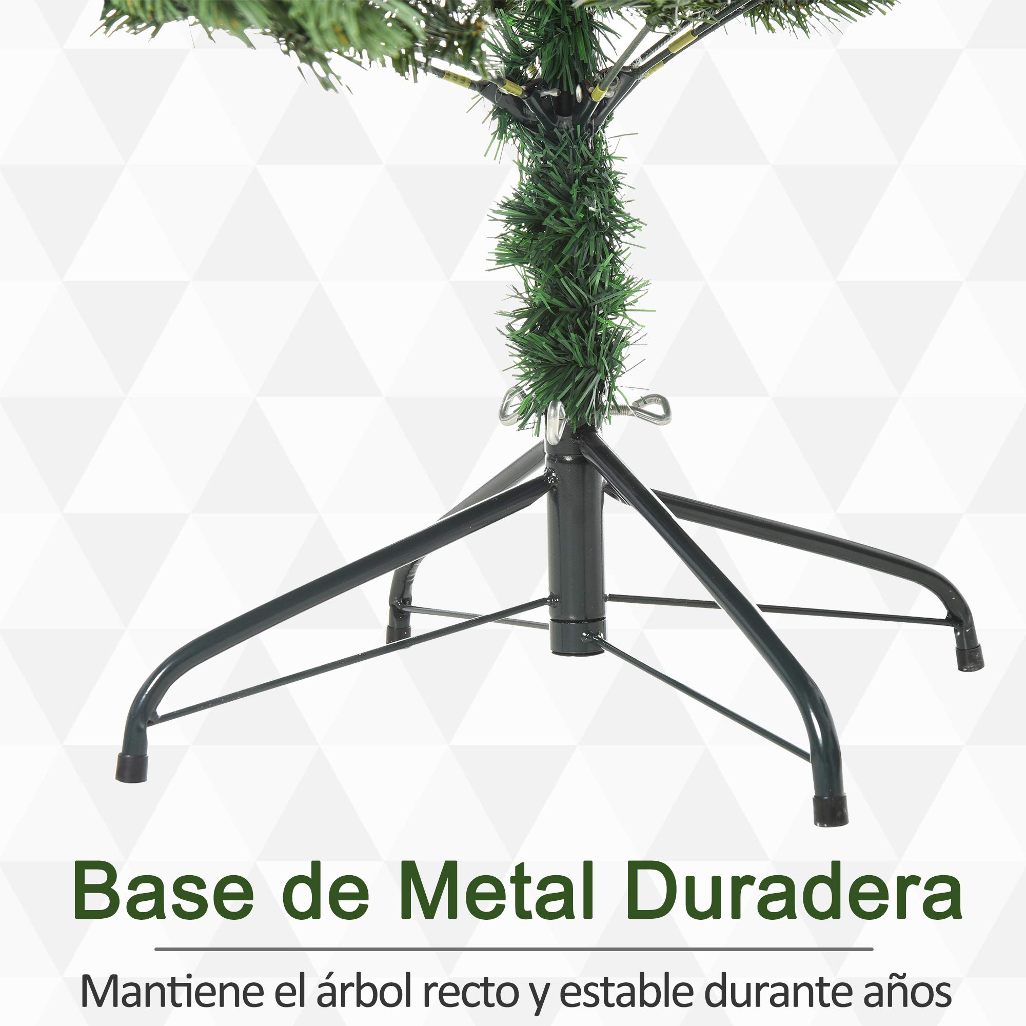 HOMCOM Árbol de Navidad Artificial 440 Ramas PE Tridente Ø75x150 cm Verde | PVC Individual, Base Plegable, Árbol Navideño Decorativo, Exteriores Interiores