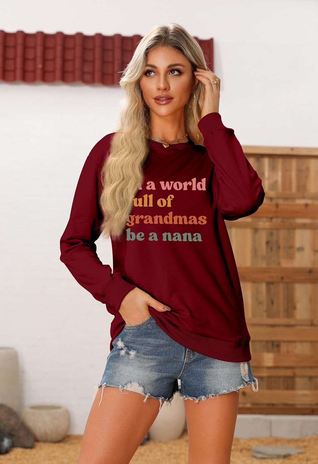 Nana Sweatshirt Women Grandma Life Shirt Women Valentine Sweatshirt Crewneck Graphic Casual Long Sleeve Pullover Tops - Image 5
